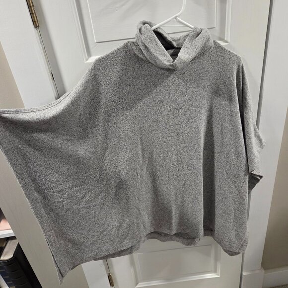 LOFT Lou & Grey Heather grey funnel neck poncho sweater M - Picture 1 of 2